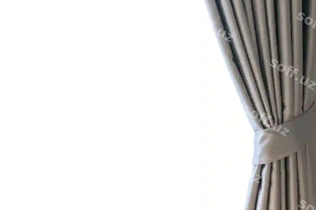 Kulrang parda oyna oq fonda ajraltirilgan | Gray curtain window isolated white background
