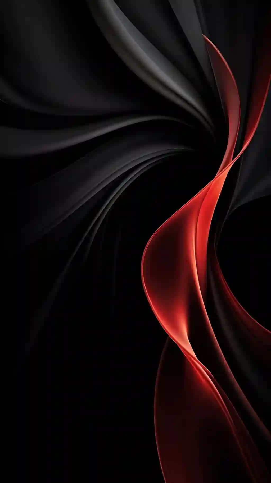 Qizil to'lqinli chiziqlar bilan qora fon fon rasmi telefon | Black background wallpaper phone with red wavy lines
