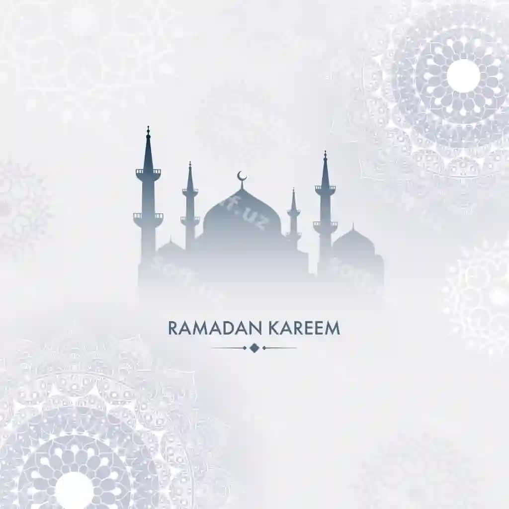 Siluetta masjid mandala gulli naqsh kulrang fon Ramazon | Silhouette mosque mandala floral pattern grey background ramadan