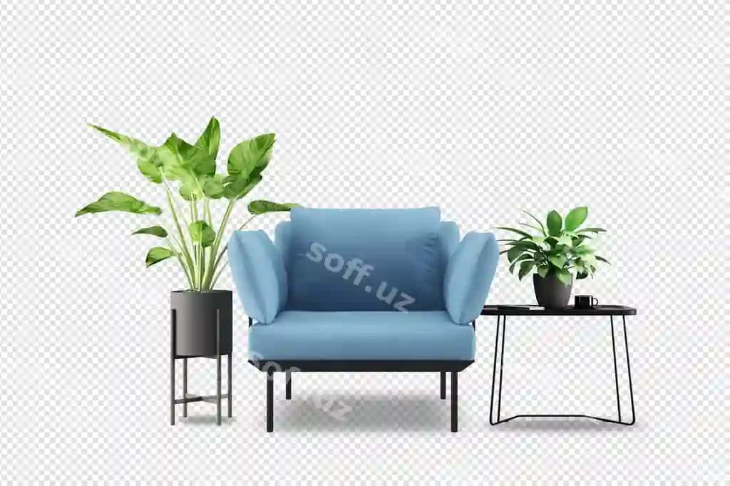 Ichki meblelar komplekti 3D rendering | Set interior furniture 3d rendering