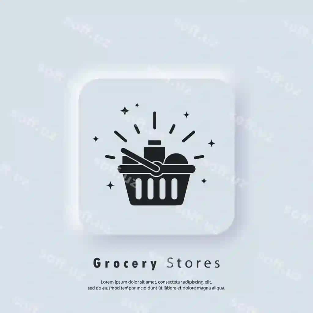 Bozar do'konlari ikonka xarid savati xarid elektron tijorat kontsepsiyasi | Grocery stores icon shopping basket shopping e commerce concept