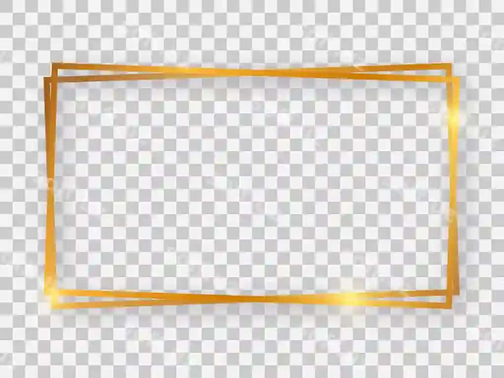 Dubl soya shyn 16x9 to'g'ri to'rtburchak ramka, erkin effektlar va soya effektlari bilan. | Double gold shiny 16x9 rectangular frame with glowing effects shadows