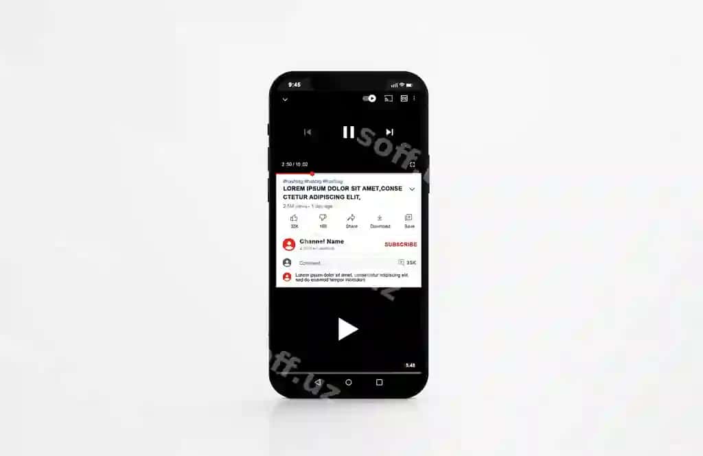 Youtube mobil telefon maketi | Youtube mobile phone mockup