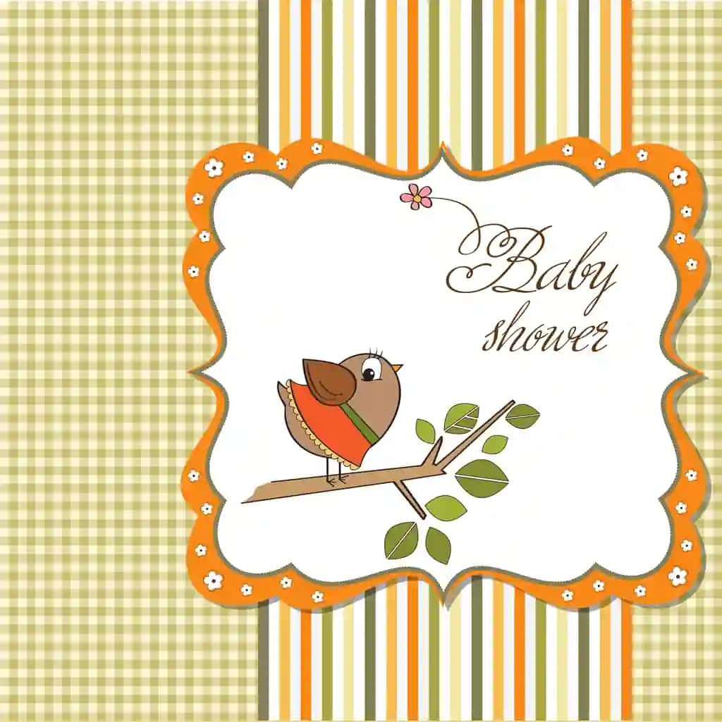 Kulgili kichkina qush tasvirlangan chaqaloqni kutib olish kartasi | Welcome baby card with funny little bird