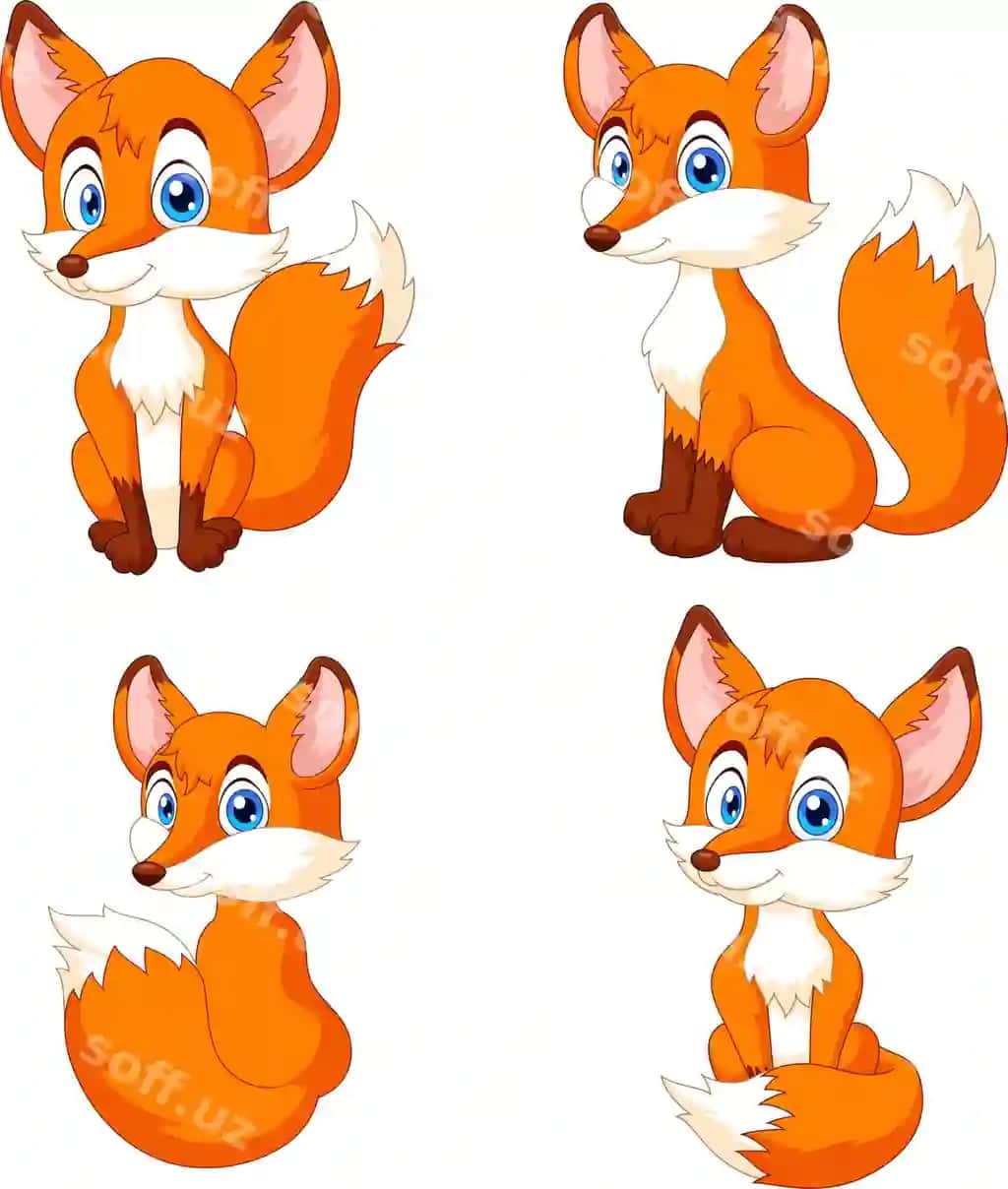 Karyakatur kichik tulki to'plam komplekti | Cartoon little fox collection set