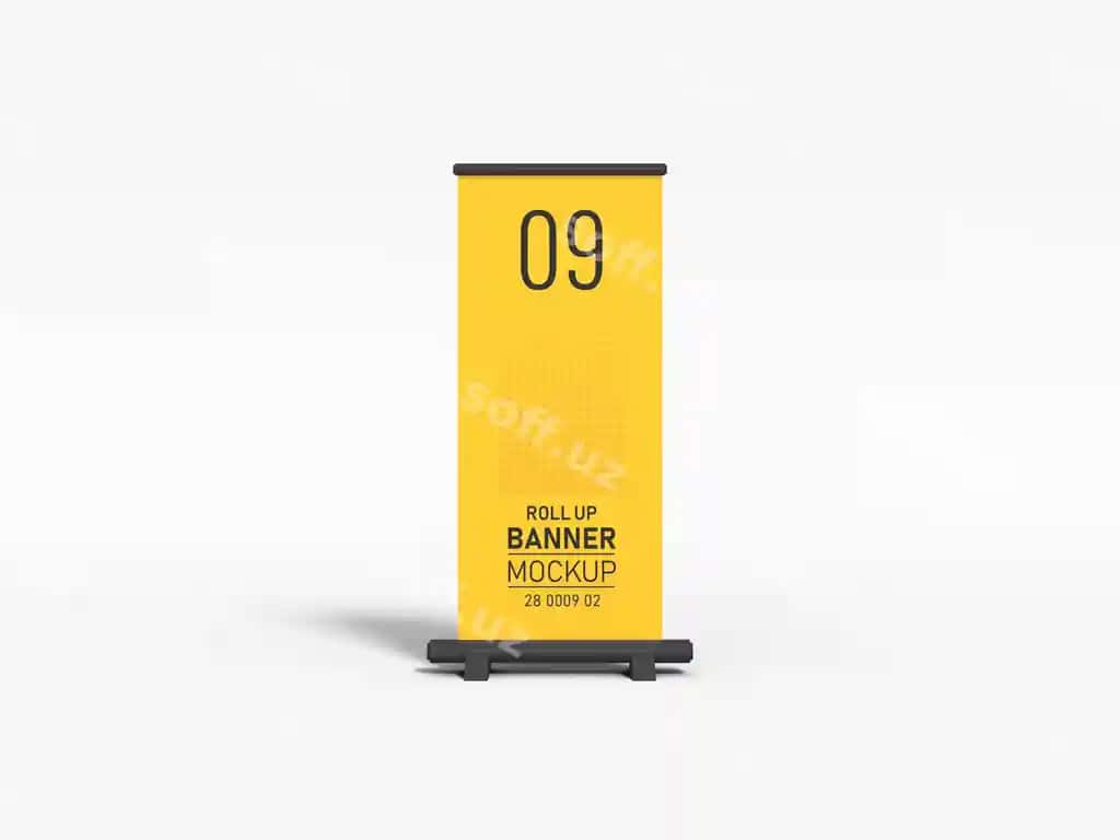 Reklama bannerini o'rash maketi | Advertising roll up banner mockup