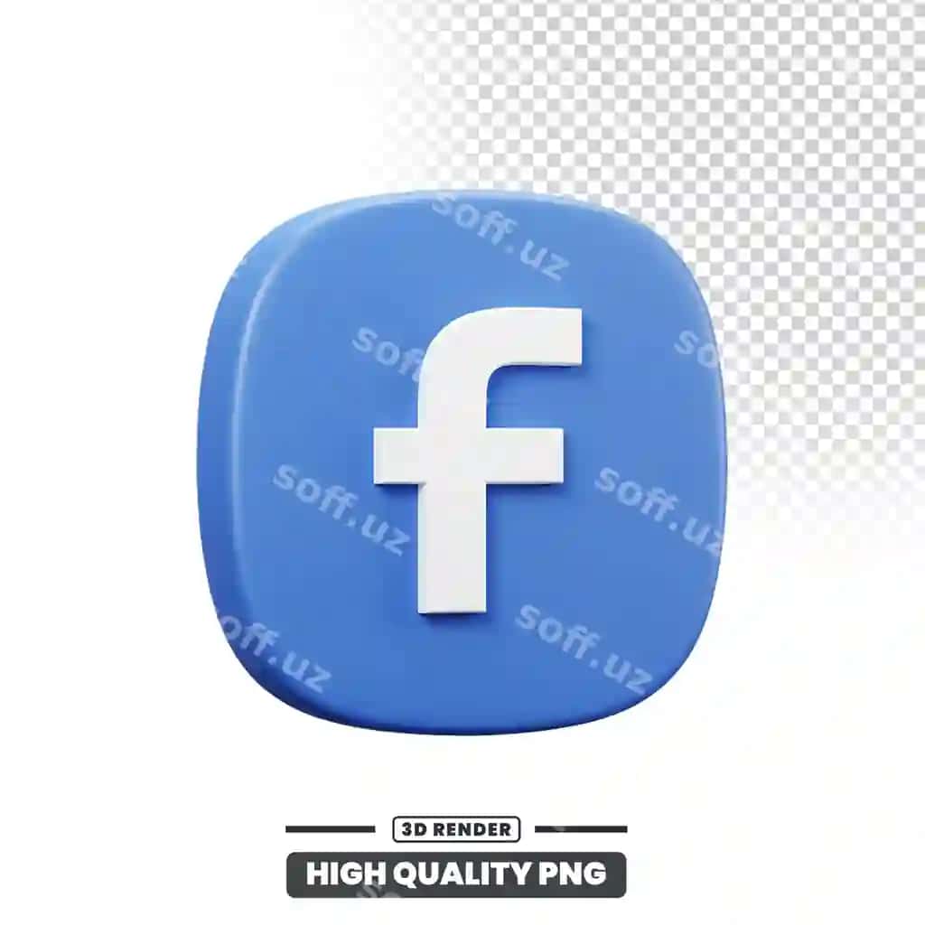 3D renderlangan Facebook logotipi | 3d rendered facebook logo