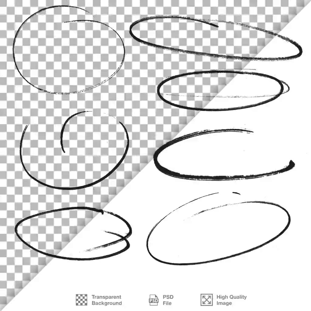 Shaffof fonga ega qo'lda chizilgan doira oval konturlari | Hand drawn circle oval outlines with transparent background