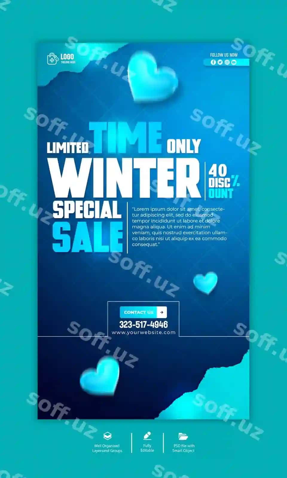 Psd qishki savdo instagram hikoyasi shabloni | Psd winter sale instagram story template
