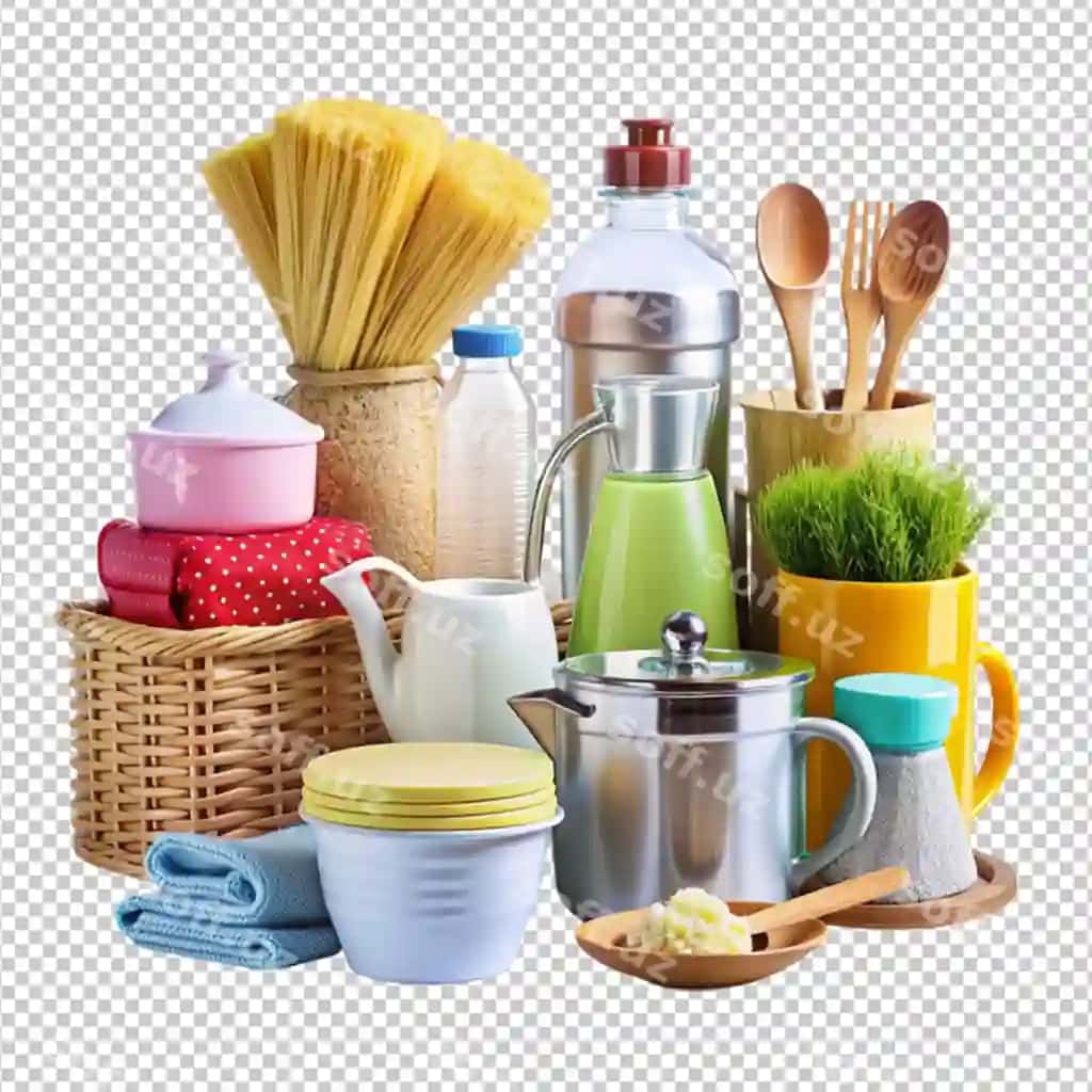 Shaffof fon uchun oshxona idishlari to'plami | Kitchen crookery set transparent background