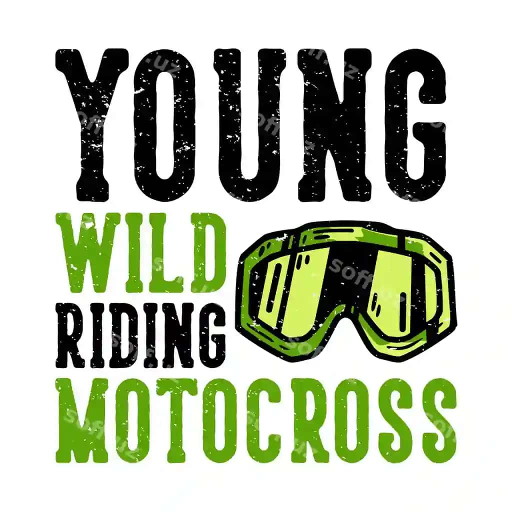 Futbolka dizayni shiori tipografiyasi yosh yovvoyi motokross | T shirt design slogan typography young wild riding motocross