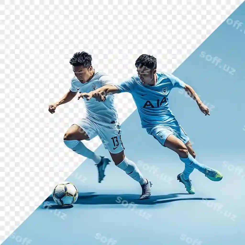 Ikki futbolchi futbol o'ynamoqda, uning 10 raqami bor | Two soccer players are playing soccer one which has number 10 his