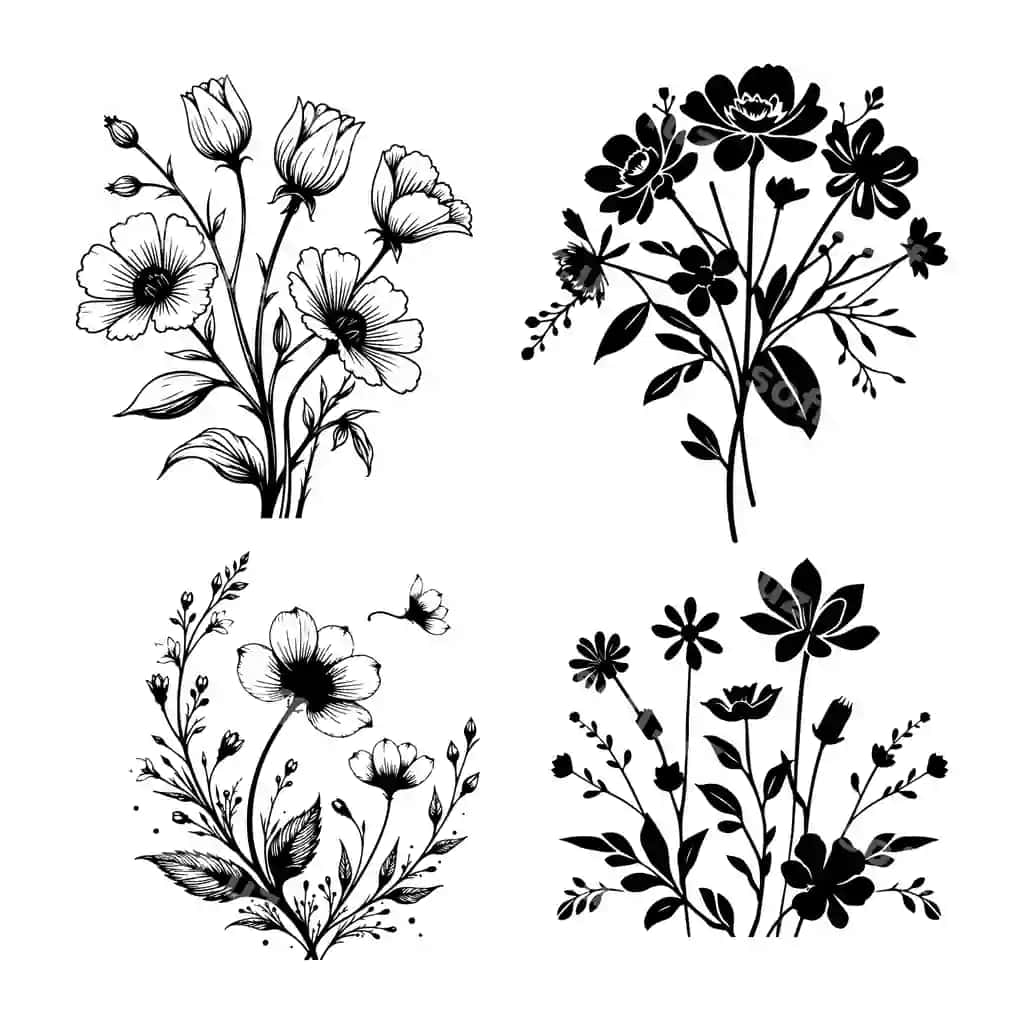 Gulli gullar eskizi dizayni eps fayli | Floral flower sketch design eps file