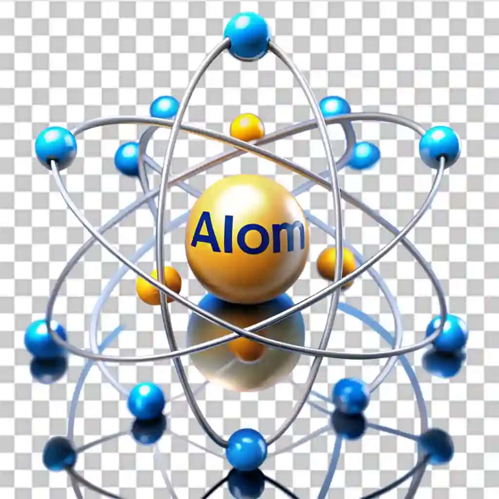 Moviy sariq doira so'zi bilan atom modeli | Model atom with blue yellow circle word atom it