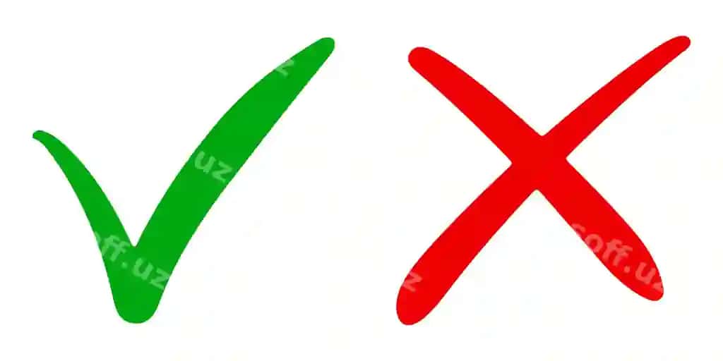 Qollanma yashil belgi qizil kross ajraltirilgan to'g'ri noto'g'ri ikonka | Hand drawn green check mark red cross isolated right wrong icon