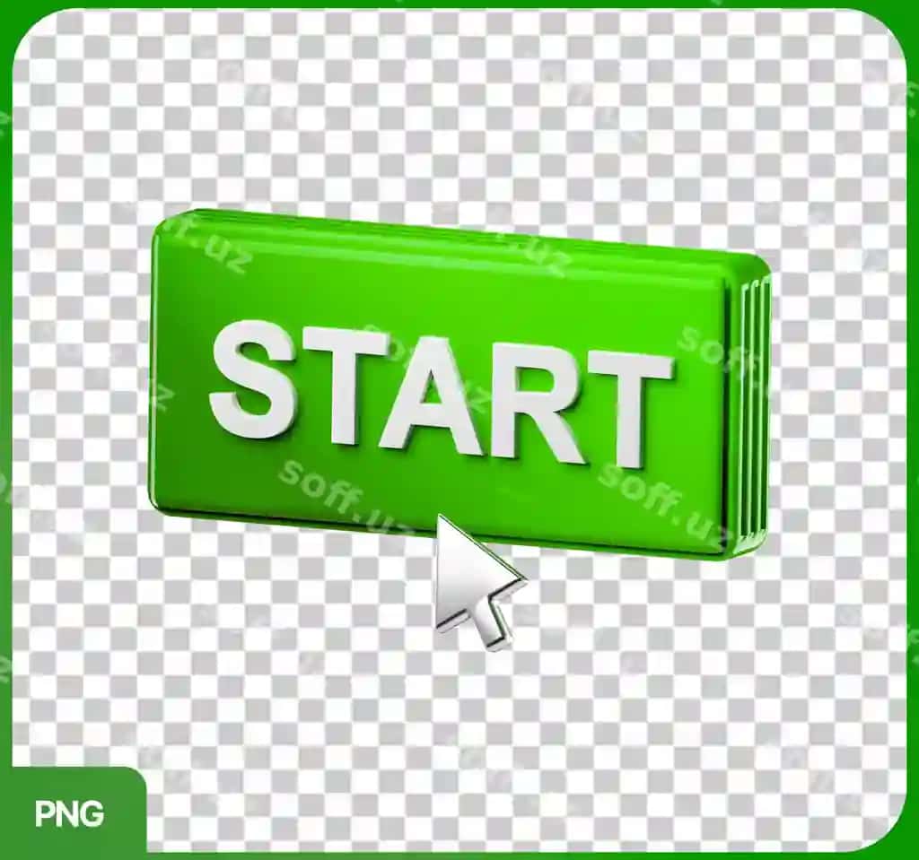 Kursor bilan cta-ni ishga tushirish tugmasi shaffof fonni 3D ko'rsatadi | Start cta button with cursor 3d render transparent background