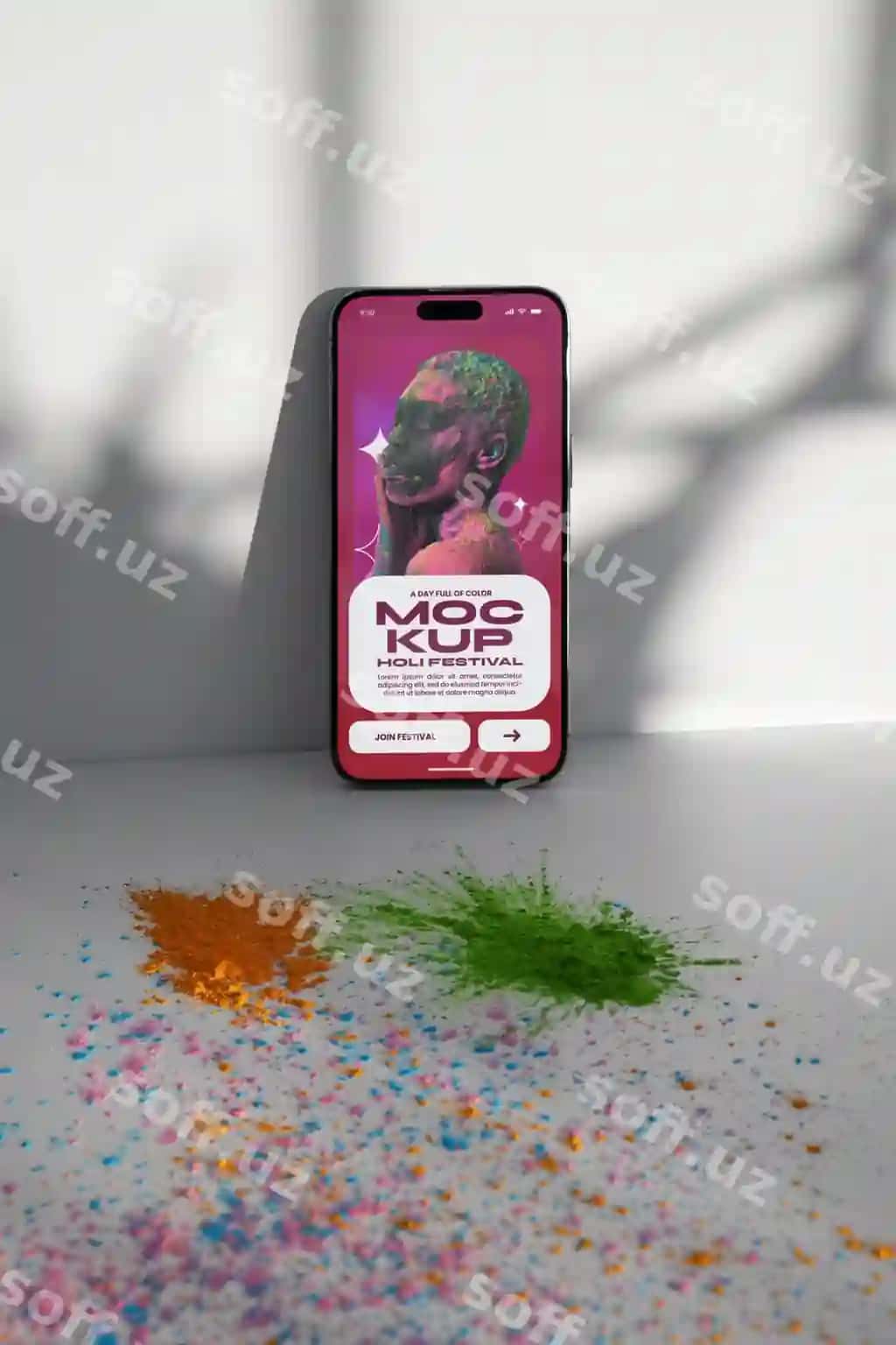 Holi festivali qurilmasi maketi | Holi festival device mockup