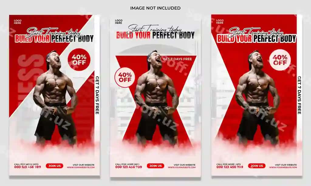 Sport zali fitness instagram facebook hikoya shablonining dizayni | Gym fitness instagram facebook story template design