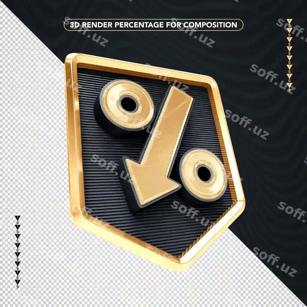 3d render qora oltin foizi izolyatsiya qilingan | 3d render black gold percentage isolated