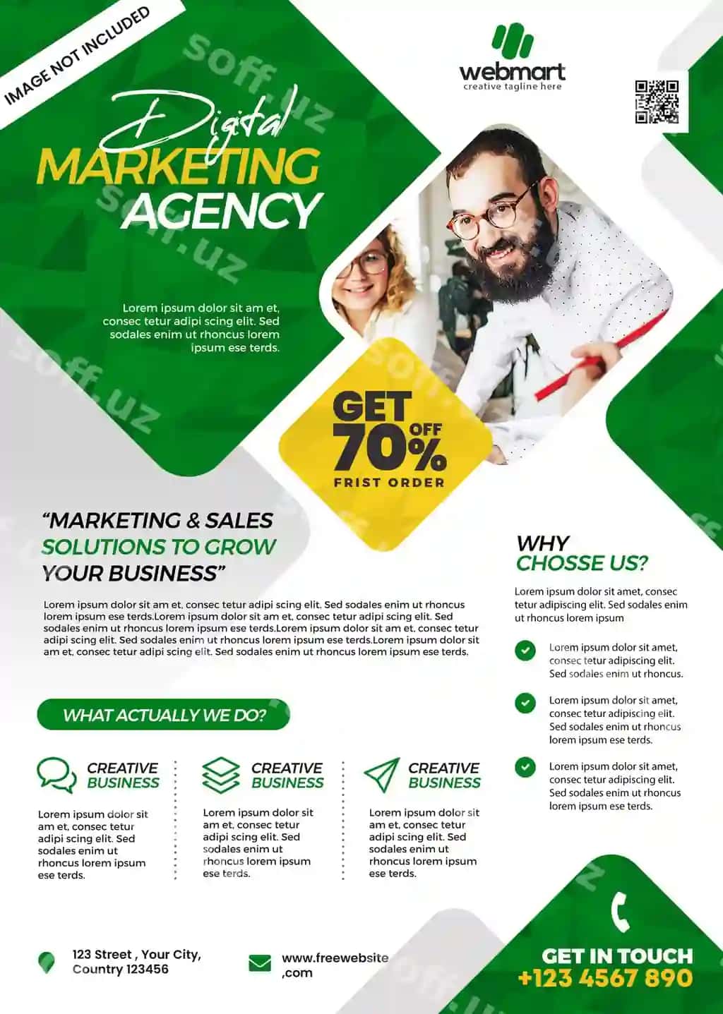 Raqamli marketing agentligi floyeri | Digital marketing agency flyer