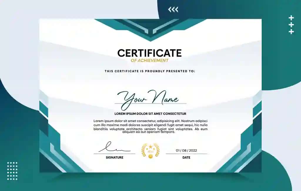 Zamonaviy yutuqlar sertifikat shablon | Modern achievement certificate template