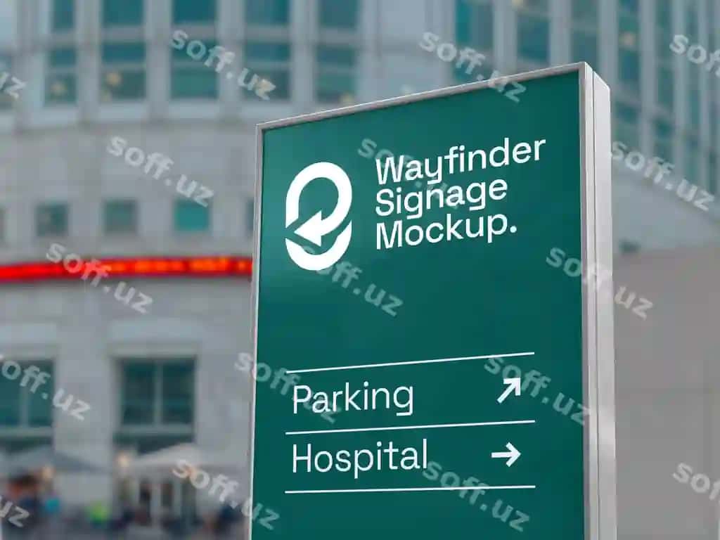 Ochiq havoda yoʻl topuvchi belgisi maketi | Outdoor wayfinder signage mockup