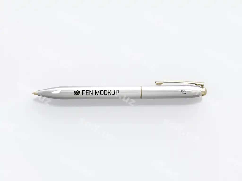 Metall yozuv ruchkasi brendingi maketi | Metal writing pen branding mockup