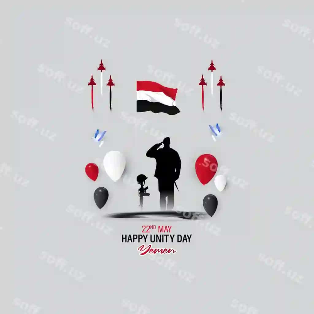 Vektor illustratsiyasi baxtli birlik kuni Yemen | Vector illustration happy unity day yemen