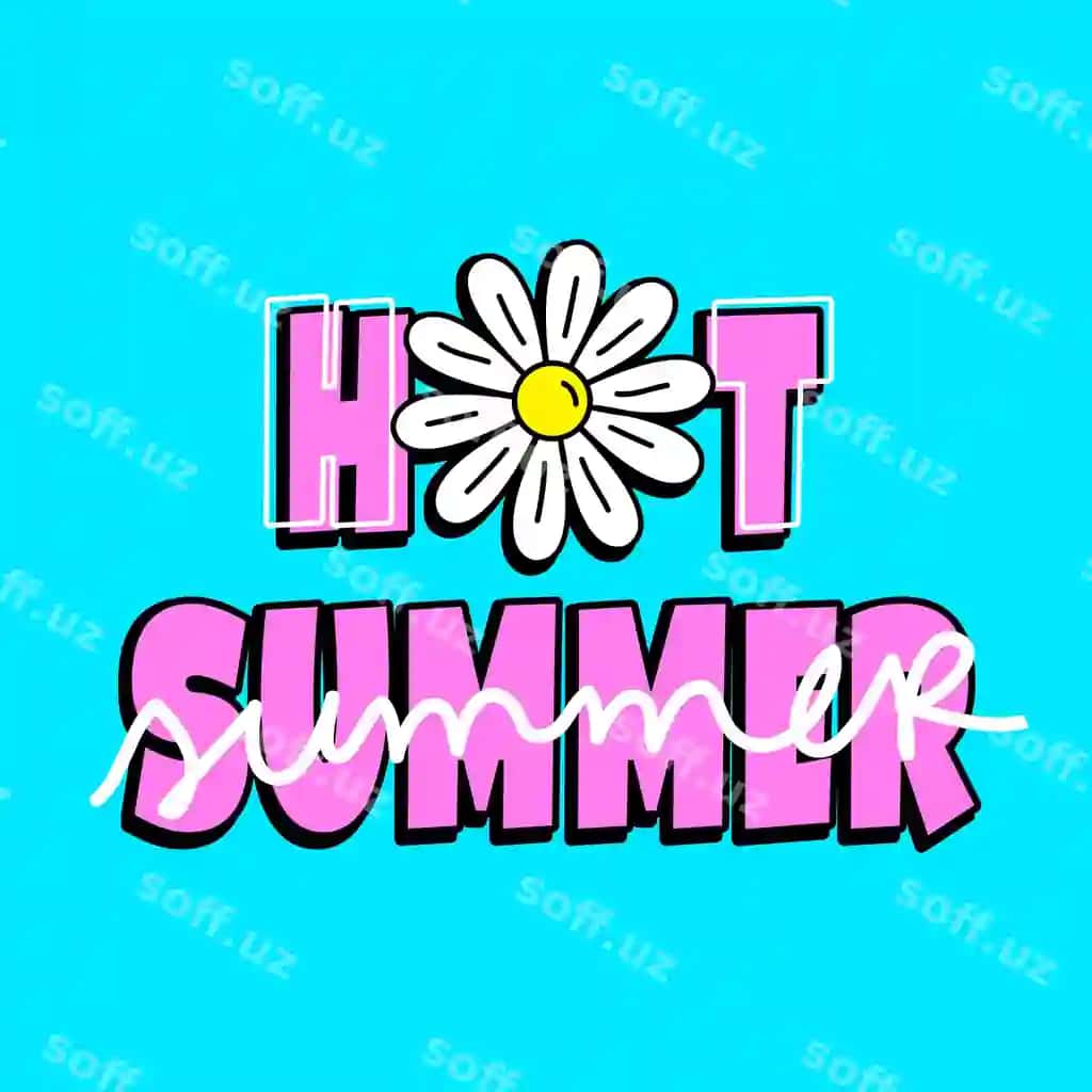 Issiq yoz matni chinnigul bilan | Hot summer text with daisy flower