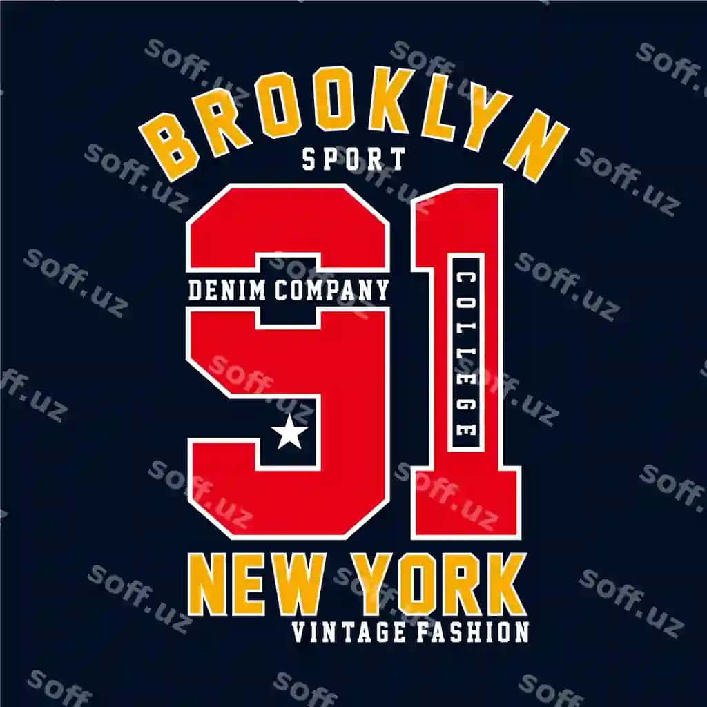 Bruklin sport kolleji tipografiyasi futbolkasi dizayni | Brooklyn sport college typography tshirt design