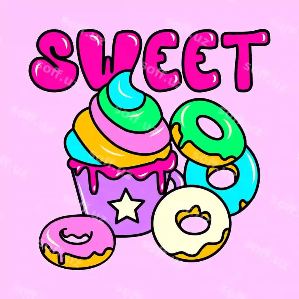 Vektor shirin kupkake rangli donatlar | Vector sweet cupcake dcolorful donuts