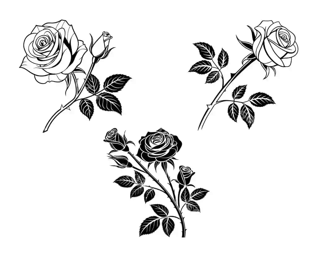 Qora va oq atirgul rasmlari | Black white rose illustrations