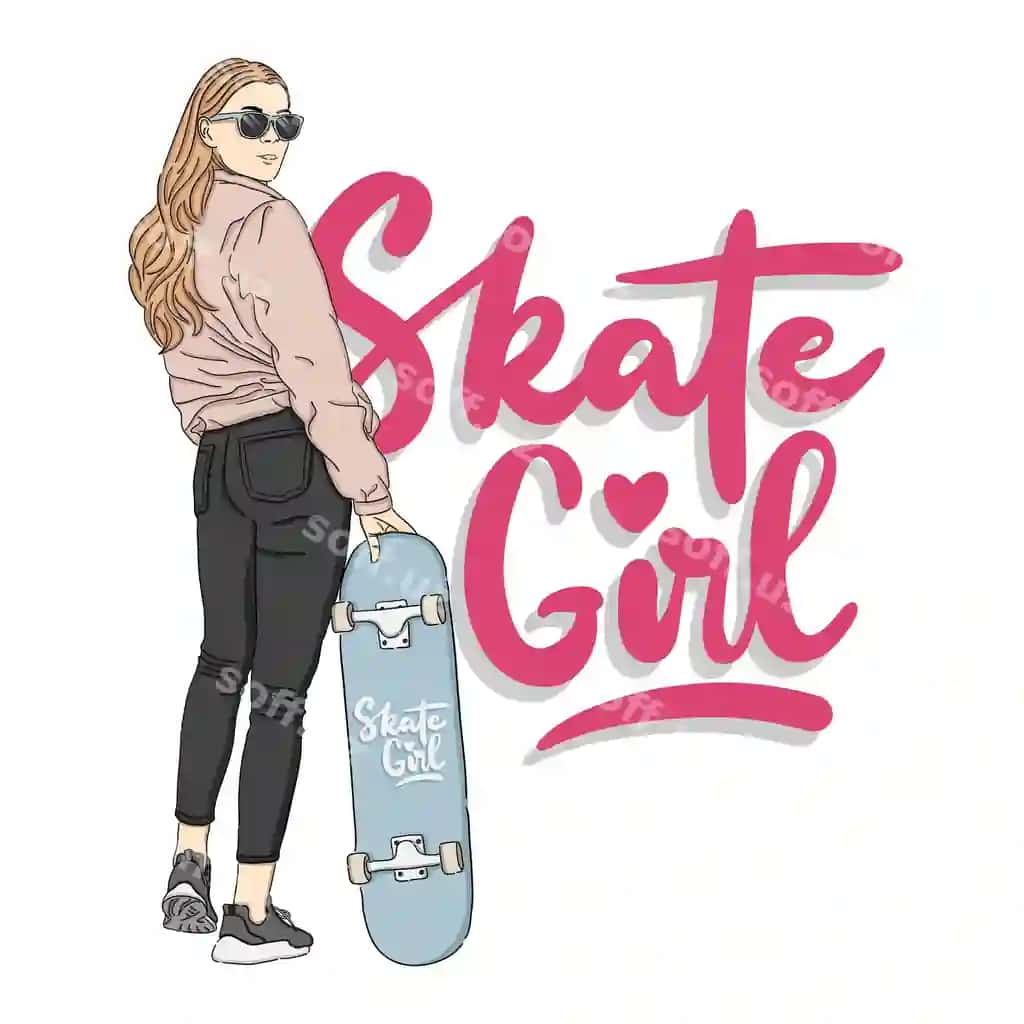 Skayt qiz chizmasi | Skate girl illustration