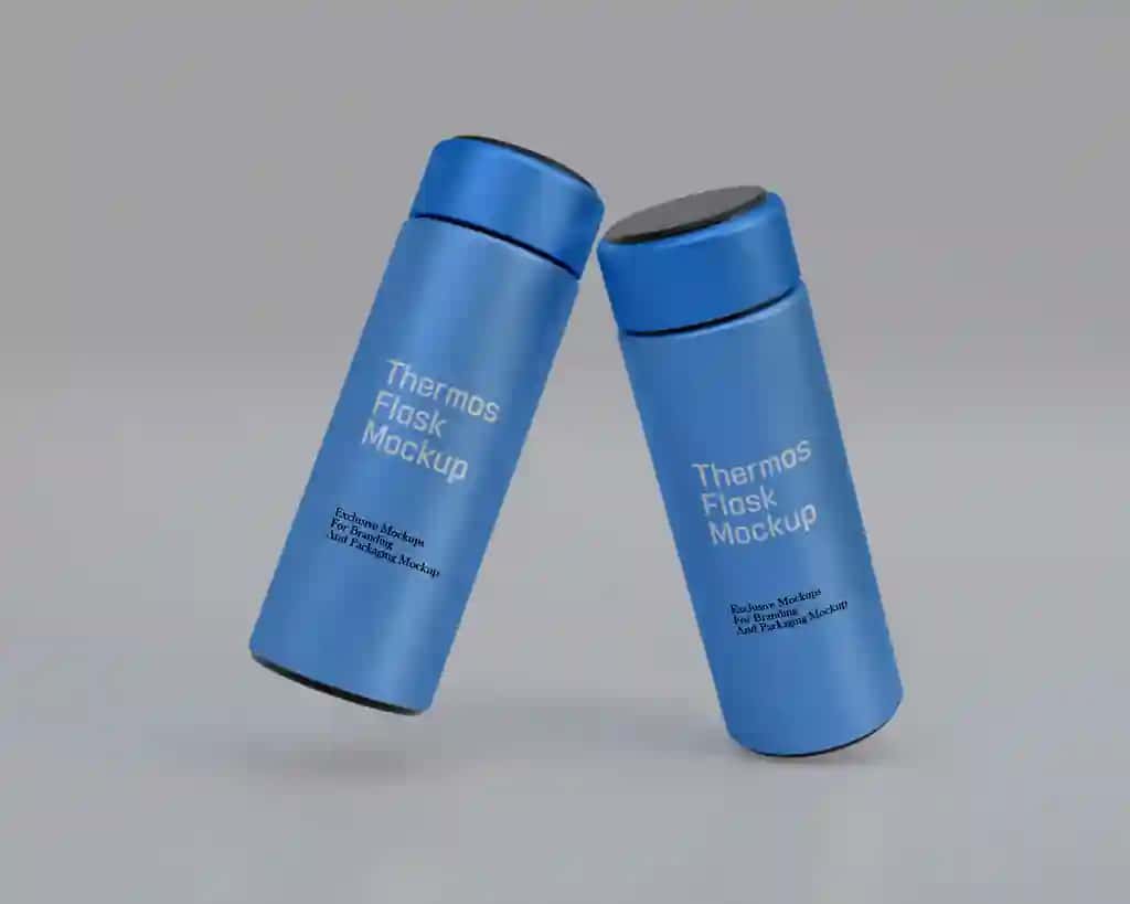 Zanglamaydigan 3D termosli shisha maketi | Thermos flask mockup 3d stainless still