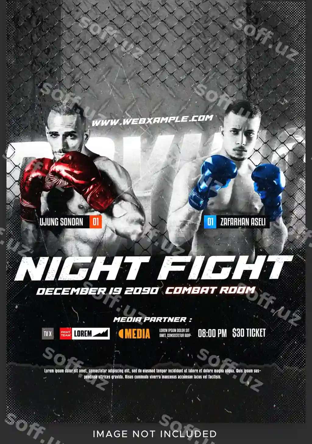 Boks kechasi tadbiri varaqasi | Boxing night event flyer