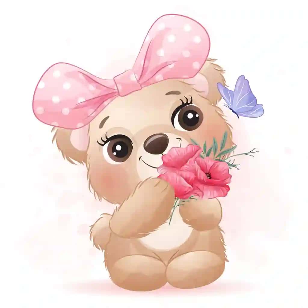 Akvarel effektli yoqimli kichkina ayiq | Cute little bear with watercolor effect