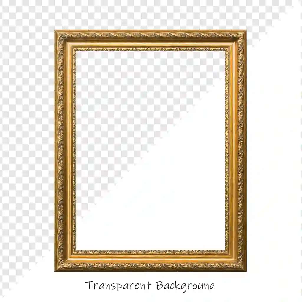 Naqshinkor detallarga ega oltin rangli to'rtburchaklar rasm ramkasi | Golden rectangular picture frame with ornate details