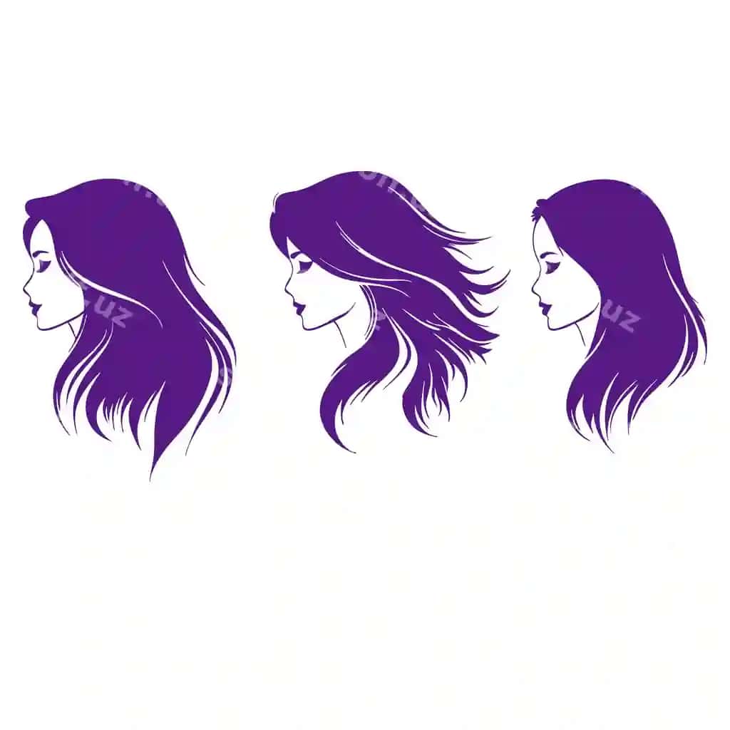 Uchta farqi bor, uzoq sochga ega ayol rasm | Three different images woman woman with long hair