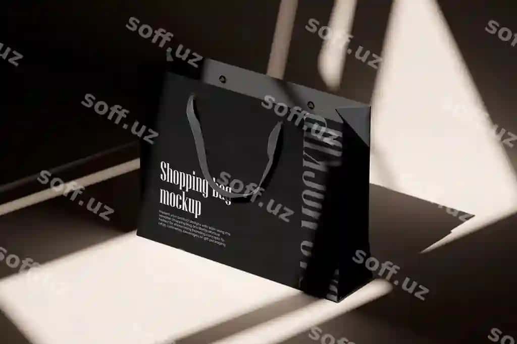 Qora xaridlar sumkasi mockup | Black shopping bag mockup