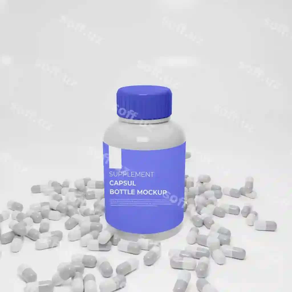 Haqiqiy qo'shimcha dori shishasining maketi | Realistic supplement medicine bottle mockup
