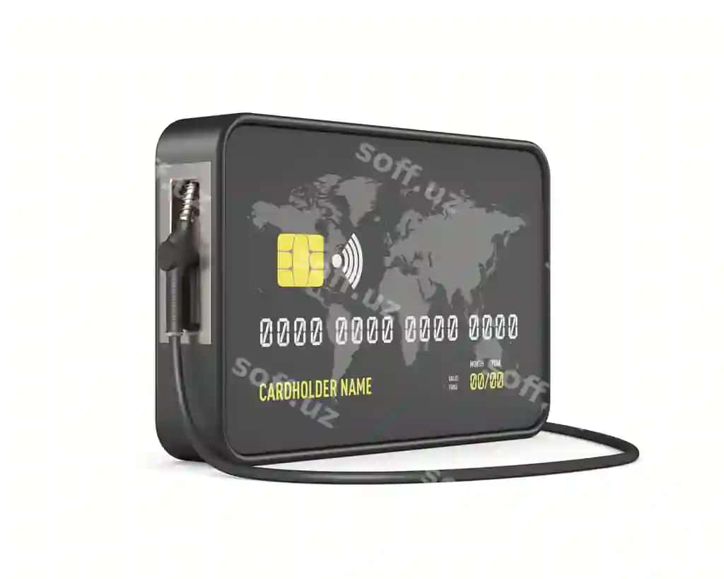 Kredit karta sustik yoqilma oq fonda ajraltirilgan 3D illustratsiya | Credit card nozzle fuel white background isolated 3d illustration