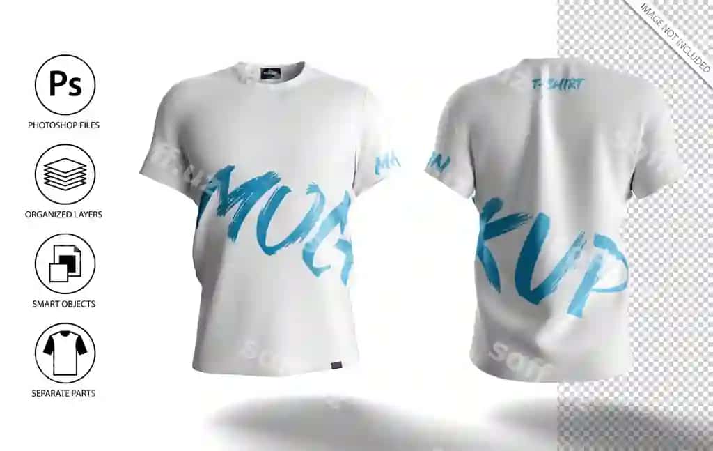 Erkaklar uchun oq futbolka namunasi old va orqa ko'rinish | White men t shirt mockup front back view