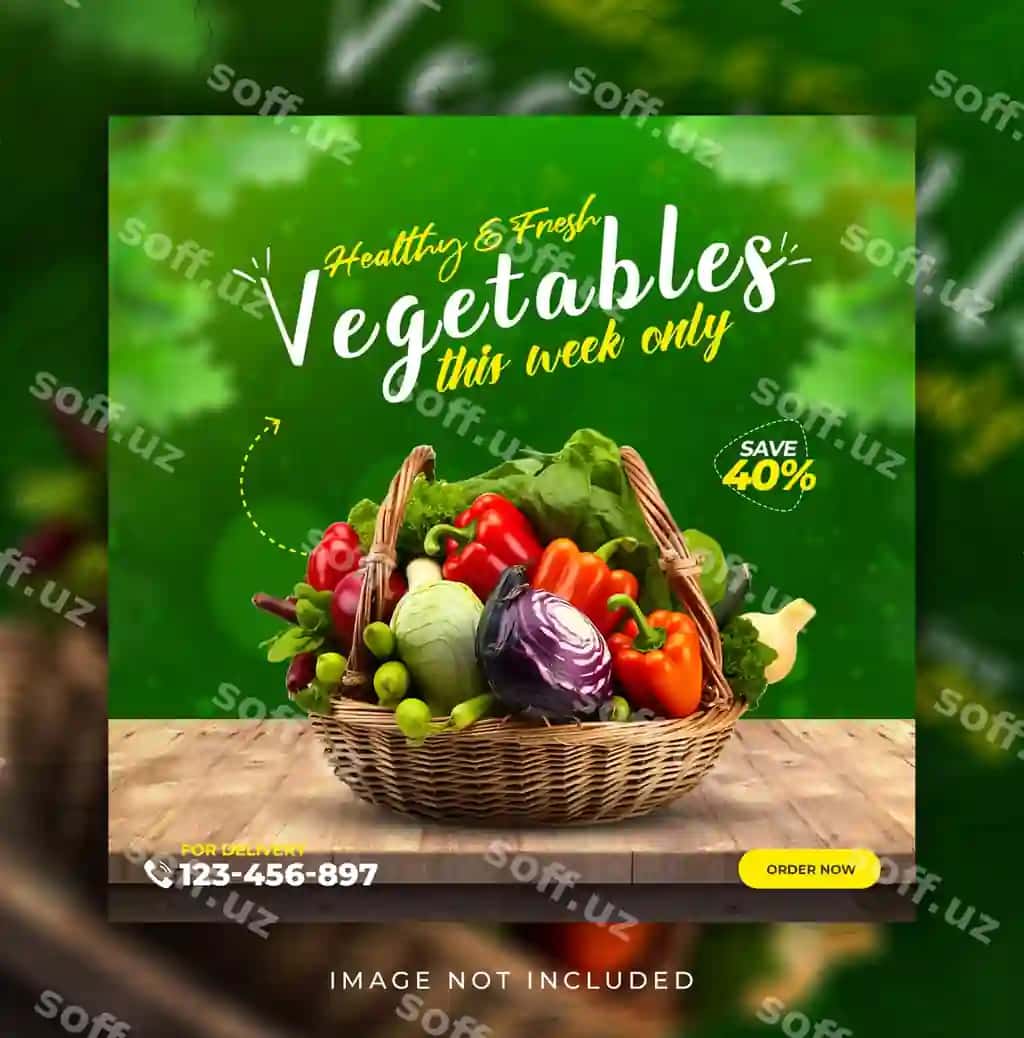 Vegetable sog'liq ovqat menyu chegirma sog'liq ovqat retsepti reklama ilovalari | Vegetable healthy food menu sale healthy food recipe promotion apps