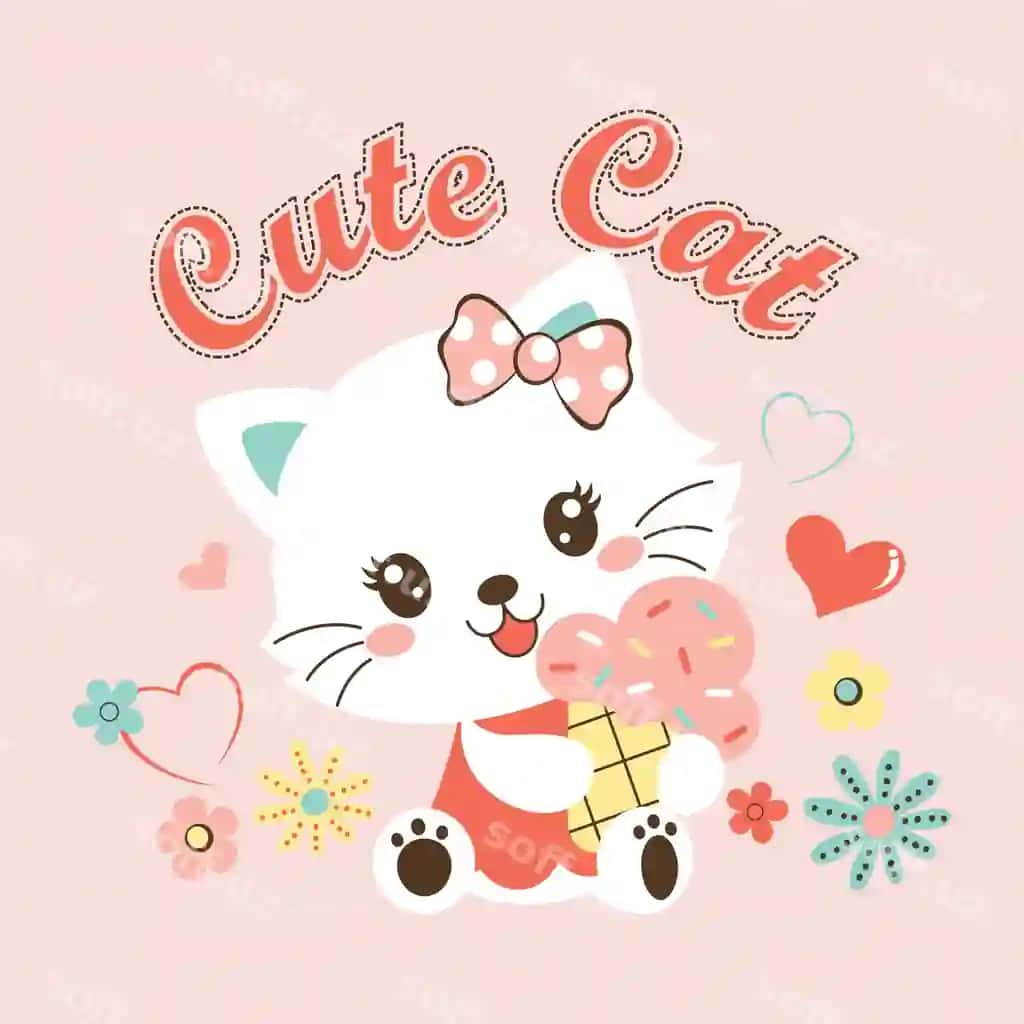 Mazali mushuk kartun vektori | Cute cat cartoon vector