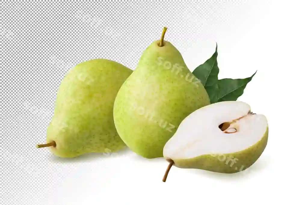 Yashil nok meva ajraltirilgan oq orqa fonda | Green pear fruit isolated white background