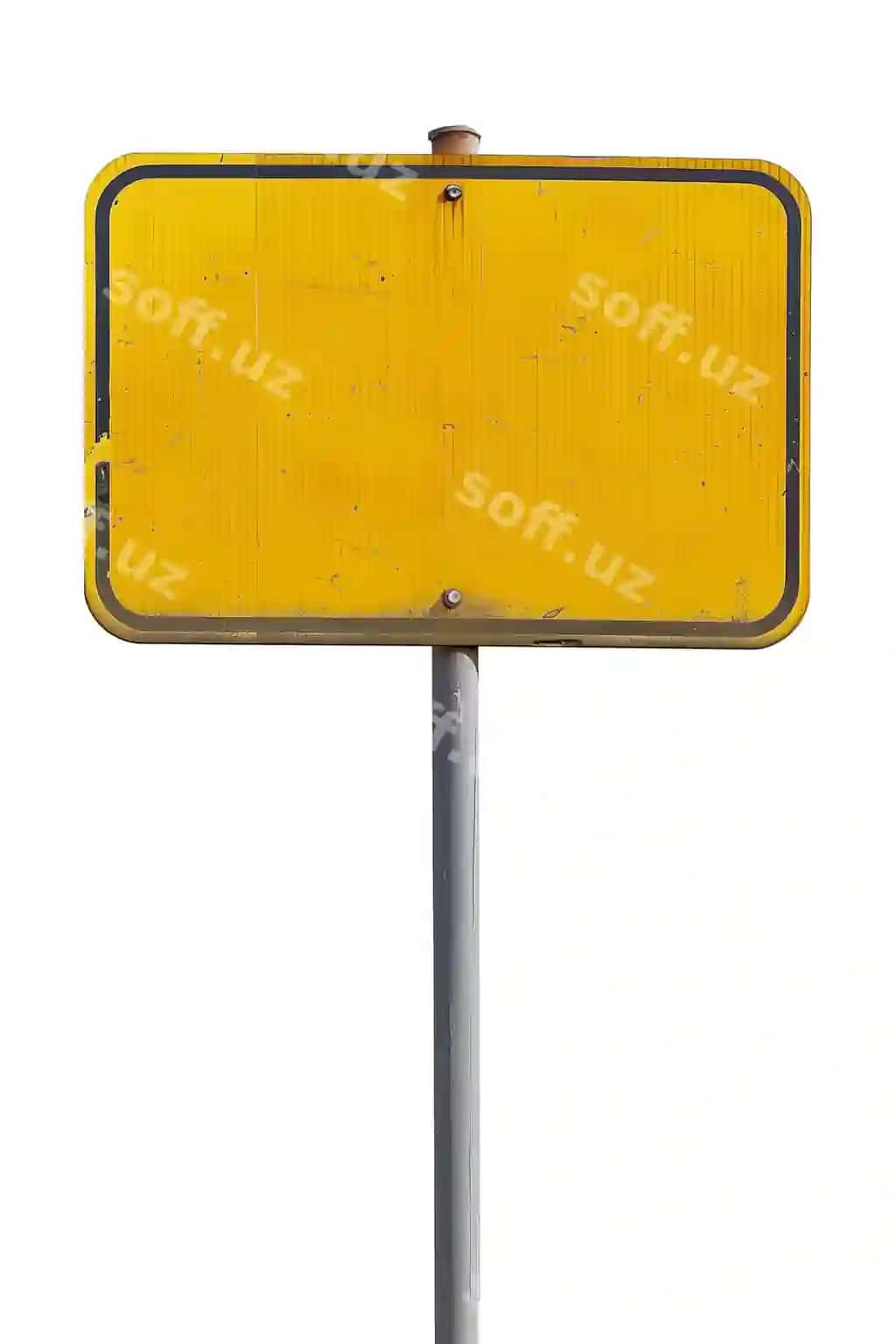 Sariq rangli bo'sh yo'l belgisining kesilgan tasviri | Yellow empty road sign cut out image