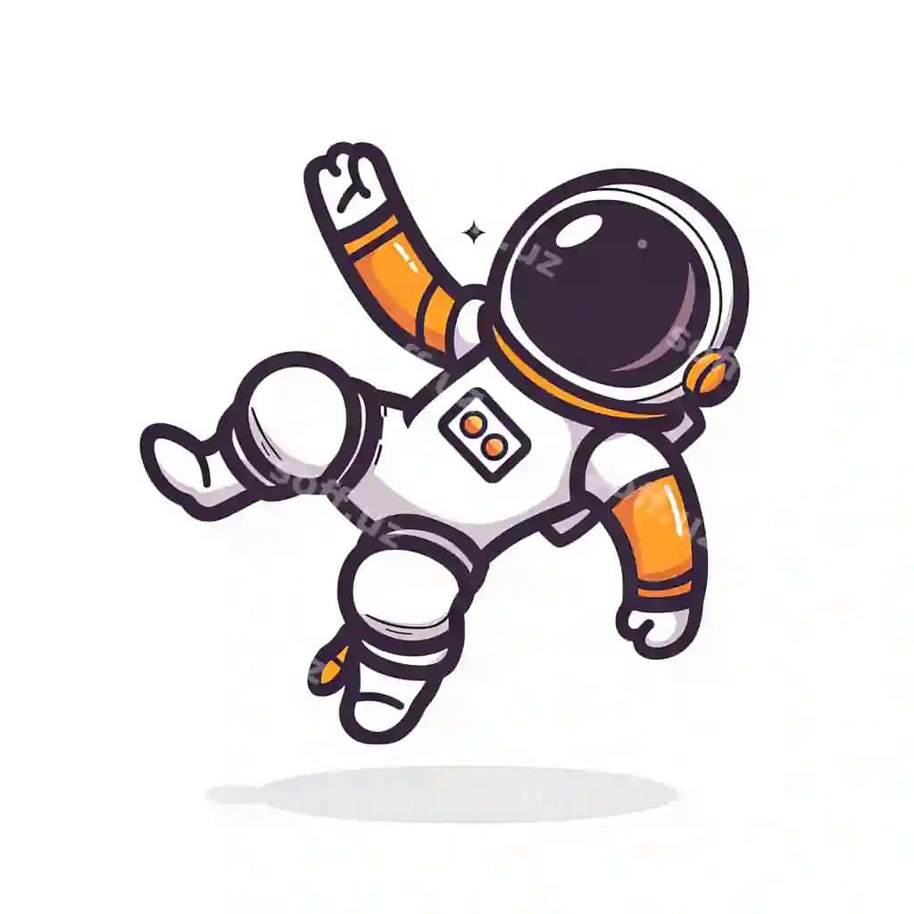 Multfilm kosmonavti qo'llarini yozib, fazoda suzib yuribdi | Cartoon astronaut is floating space with his arms outstretched