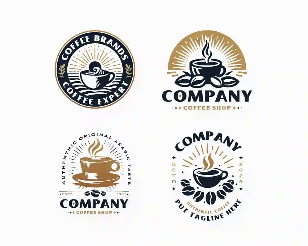 Hashamatli oqlangan arabica tilla qahva qovurilgan qalin monoline logotipi shablon | Luxury elegant arabica gold coffee roasted bold monoline logo template