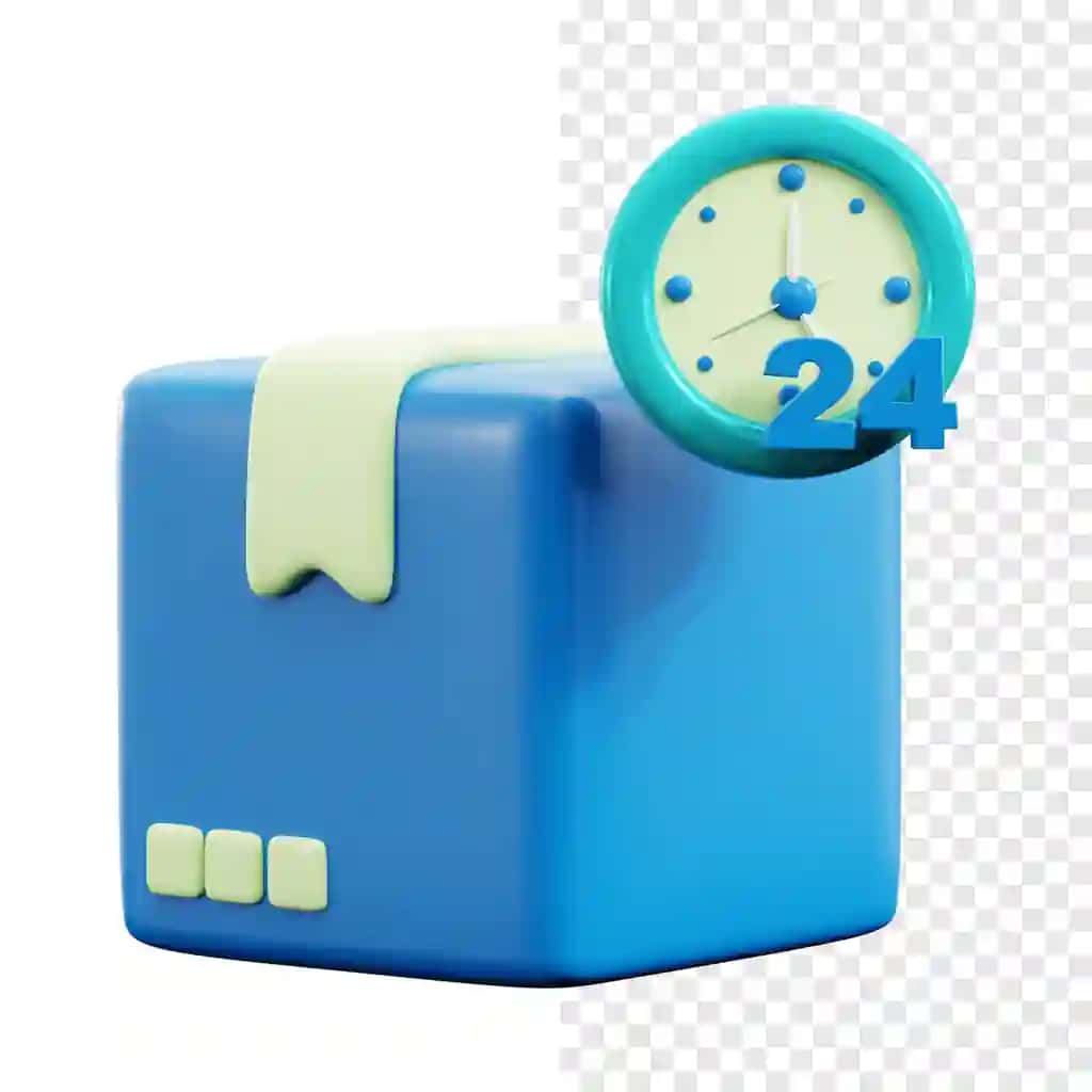 24 soat yetkazib berish 3D piktogramma tasviri | 24 hours delivery 3d icon illustration