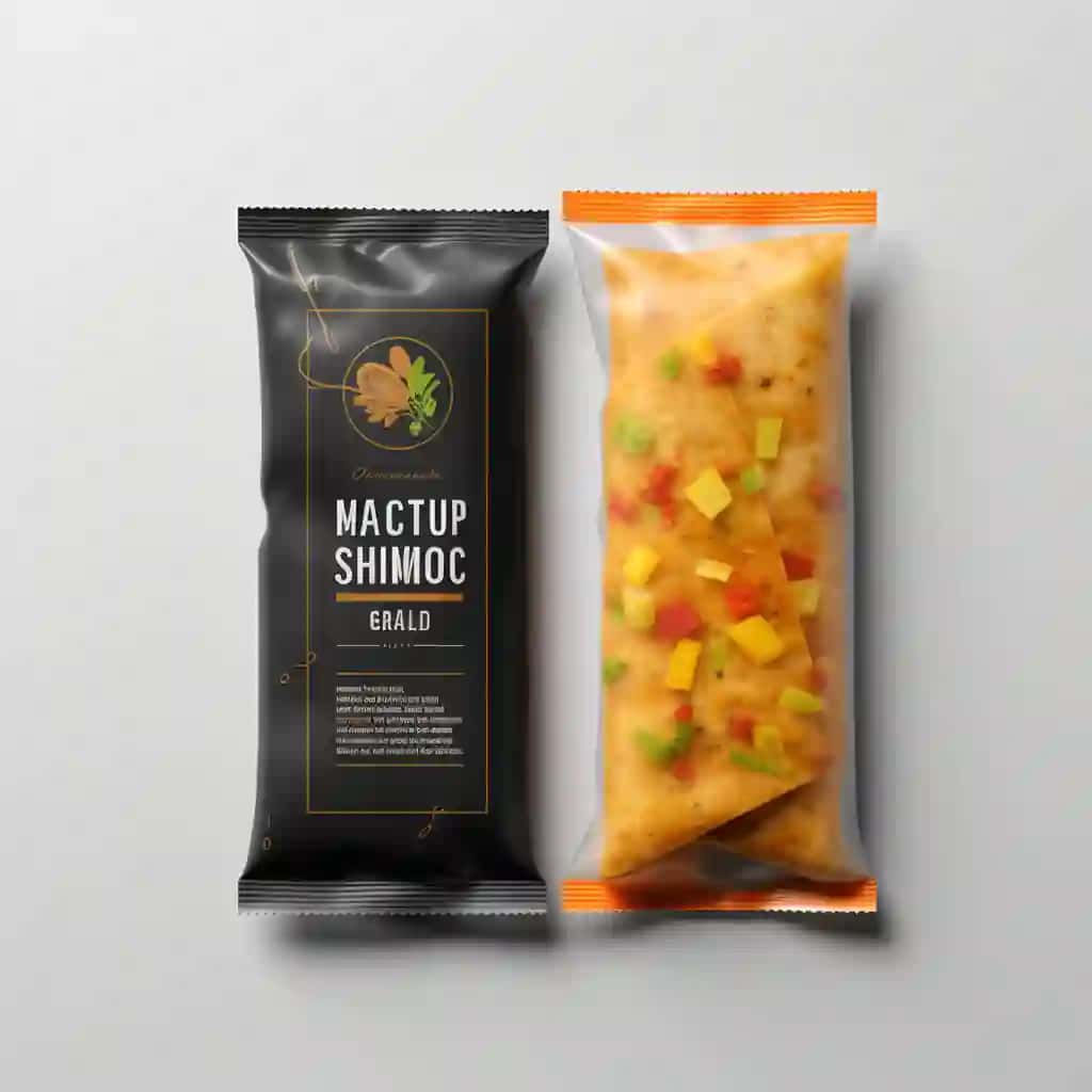 Izolyatsiya qilingan fonda plastik gazak o'rami maketi | Plastic snack wrap mockup isolated background